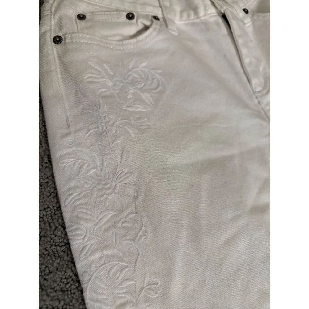 Lauren Ralph Lauren White Embroidered Jeans Size 2